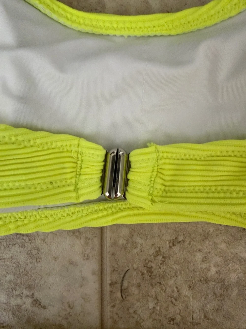 POPVIL Neon Yellow Ribbed Bikini Set Top - Picture 5 of 6